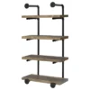 INFURNIC Decorative Wall Shelf 4-Tier Black And Rustic Oak Plumbing Pipe Frame For Storage And Display Easy Installation, Brown, 23.5"*11.5"*46"