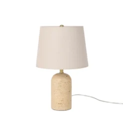 Nourison 18" Natural Travertine & Brass Accent Table Lamp