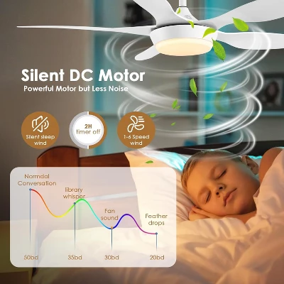 Sofucor White Ceiling Fans With Lights Large Airflow 42inch Modern Ceiling Fan With Quite Reversible DC Motor 3 Color Temperature Dimmable LED Light - Image 5