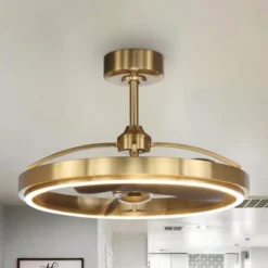 Parrot Uncle 27" Modern Copper Indoor Downrod Mount Caged Integrated LED Ceiling Fan