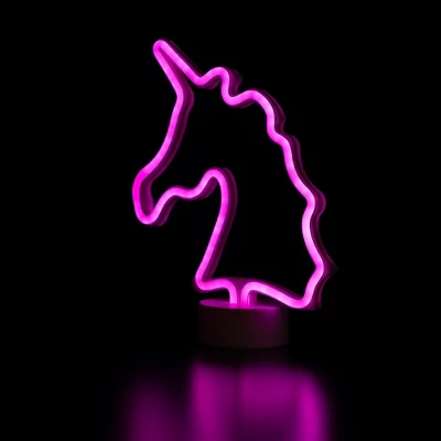 Northlight 11" Battery Operated Neon Style LED Unicorn Table Light - Pink - Image 3