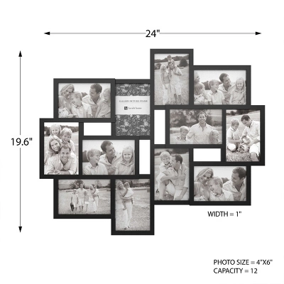 12-Photo Picture Frame Collage - Multi-Picture Wall-Mounted Display Gallery With 12 Openings For 4x6-Inch Photos Or Pictures By Lavish Home (Black) - Image 2