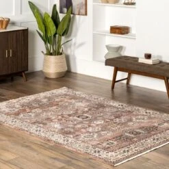 Nuloom Kelsee Vintage 4x6 Indoor Area Rug For Living Room Bedroom Dining Room Kitchen, Rust/Ivory