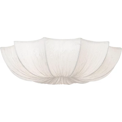 Possini Euro Design Planetarium Modern Ceiling Light Flush Mount Fixture 21" Wide Chrome 3-Light Ivory Fabric Scalloped Bowl For Bedroom Living Room - Image 7