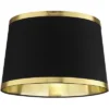 Springcrest Black And Gold Metallic Medium Drum Lamp Shade 13" Top X 15" Bottom X 10" High (Spider) Replacement With Harp And Finial