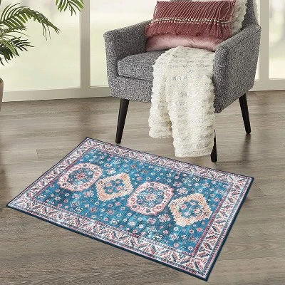 Vintage Area Rug Small Entryway Rug Indoor Non-Slip Doormat Washable Stain Resistant Floor Carpet Boho Accent Rug - Image 8