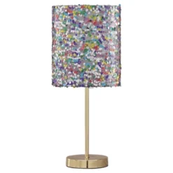 Maddy Metal Table Lamp: Sequined Shade, Goldtone Base - Signature Design By Ashley