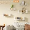 Attop Floating Shelves For Wall, Wall Shelves For Bathroom, Bedroom, Living Room, Kitchen, Office, Wood Shelves For Home Decor Set Of 5