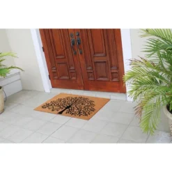 A1HC Rubber And Coir Tree Of Life Entrance Door Mats 30"x48", Non-Slip, Heavy Duty Flock Doormat