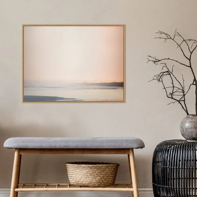 30" X 22" Currumbin Sandy Beach By Urban Road Framed Canvas Wall Art Light Brown - Amanti Art - Image 7