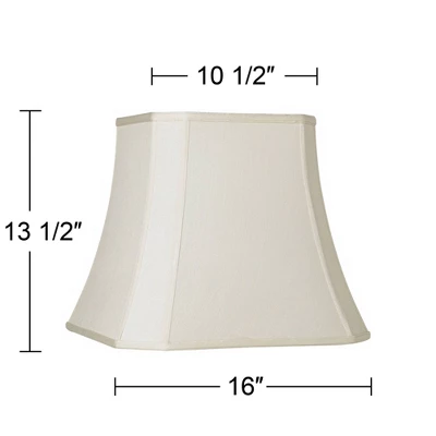 Imperial Shade Creme Medium Square Cut Corner Lamp Shade 10.5" Top X 16" Bot. X 14" Slant X 13.5" High (Spider) Replacement With Harp And Finial - Image 3