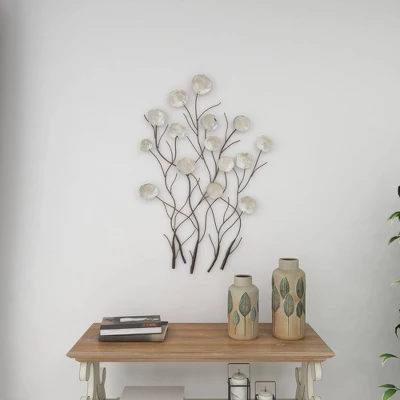 Metal Floral Wall Decor With Capiz Accents White - Olivia & May - Image 6