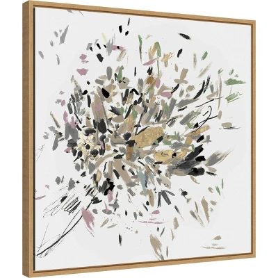 22" X 22" Dabbing Bouquet By Asia Jensen Framed Canvas Wall Art Light Brown - Amanti Art