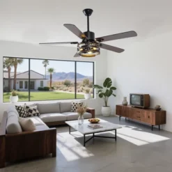 Bella Depot 52" Indutial Large Ceiling Fan With Light And Remote 6-speed For Dining Room
