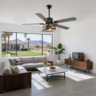 Bella Depot 52" Indutial Large Ceiling Fan With Light And Remote 6-speed For Dining Room