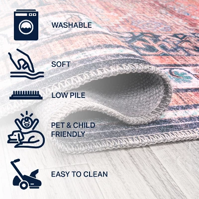 Dalyan Geometric Medallions Washable Area Rug - JONATHAN Y - Image 5