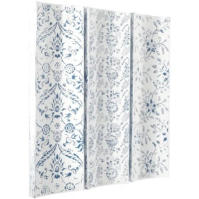 Set Of 3 Metal Floral Wall Decors With Embossed Details White - The Novogratz - Image 5