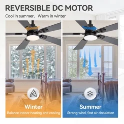 Airsurfer 2-Pack 42" Modern Ceiling Fans With Reversible Quiet Motor, Dimmable 3-Color LED Light, Remote & Memory Function