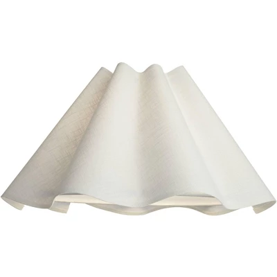 Springcrest 6" Top X 18" Bottom X 10" High X 10" Slant Lamp Shade Replacement Large White Wave Empire Modern Linen Fabric Spider Harp Finial - Image 2