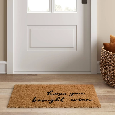 1'6"x2'6" Hope You Brought Wine Coir Doormat Tan/Black - Threshold™ - Image 2