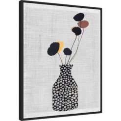23" X 28" Decorated Vase With Plant II By Melissa Wang Framed Canvas Wall Art Print - Amanti Art