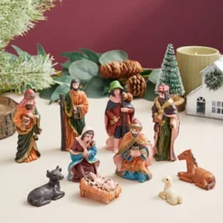 Bright Creations 10 Piece Mini Nativity Scene Figurine Set, Religious Christmas Decorations
