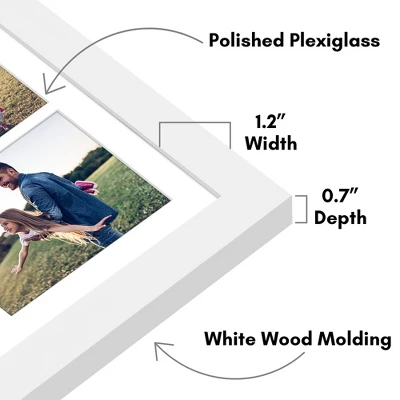 Americanflat 16x20 Collage Picture Frame - Multi Picture Frames Fit One 6x8, Four 5x7 And Four 4x4 Photos Or Use As One 16x20 Frame -- White - Image 2