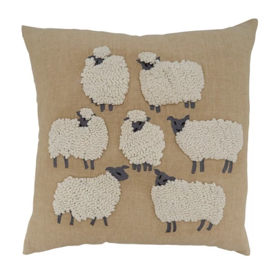 Saro Lifestyle Embroidered Sheep Throw Pillow With Down Filling - Image 4