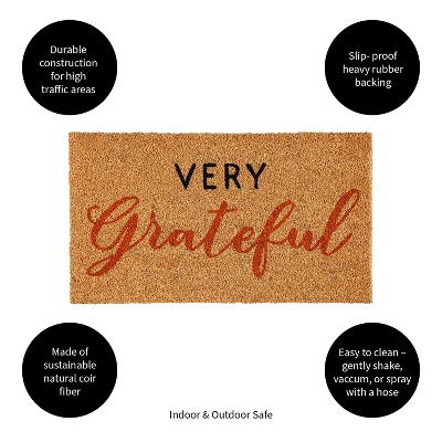 Evergreen Flag Funny Welcome Coir Doormat | Everyday 28" X 16" Front Door Mat Outdoor Entrance | No Slip Door Rugs Entryway Indoor | Very Grateful - Image 2