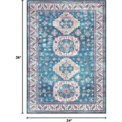 Vintage Area Rug Small Entryway Rug Indoor Non-Slip Doormat Washable Stain Resistant Floor Carpet Boho Accent Rug