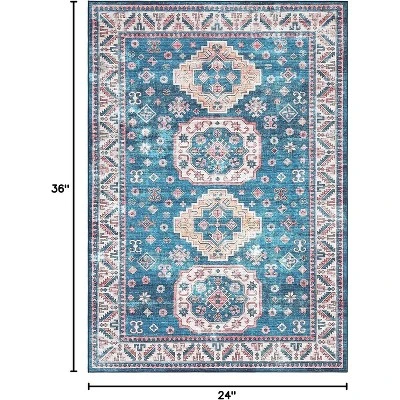 Vintage Area Rug Small Entryway Rug Indoor Non-Slip Doormat Washable Stain Resistant Floor Carpet Boho Accent Rug