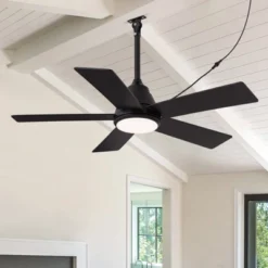 Ludomide 42 Inch Modern Smart Ceiling Fans With Lights And Remote, Farmhouse Waterproof Dimmable Ceiling Fan, Black And Brown