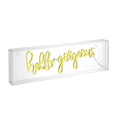 20" Hello Gorgeous Contemporary Glam Acrylic Box Pendant (Includes LED Light Bulb) Neon Yellow - JONATHAN Y