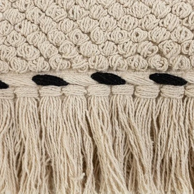 Hand Woven Geo Pattern Wall Art Black Cotton & Wood Dowel By Foreside Home & Garden - Image 3