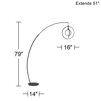 Possini Euro Design Allura Modern 79" Tall Arc Floor Lamp Matte Black Metal 3-Ring Swivel LED Light For Living Room Reading Bedroom House - Image 3