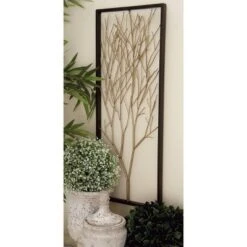 Metal Tree Branch Wall Decor With Black Frame Set Of 3 Black - Olivia & May
