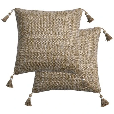 "Honeycomb Outdoor" Raffia Natural Toss Pillows (2-Pack) - Image 3