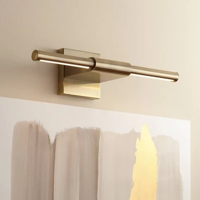 Possini Euro Design Anthony 17" High Modern Picture Wall Lamp Light Fixture Mount Living Room Indoor Hallway LED Hardwired Gold Antique Brass