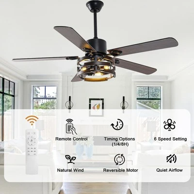 Bella Depot 52" Indutial Large Ceiling Fan With Light And Remote 6-speed For Dining Room - Image 10