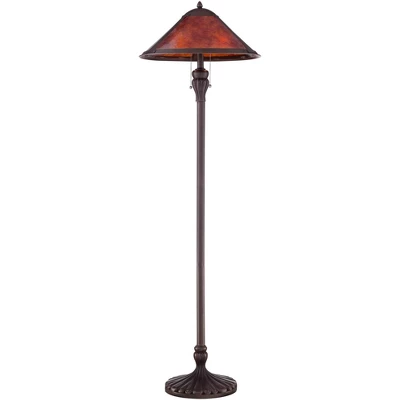 Regency Hill Capistrano Rustic Mission Floor Lamp Standing 57 1/2" Tall Bronze Metal Natural Mica Cone Shade For Living Room Bedroom Office House Home - Image 5