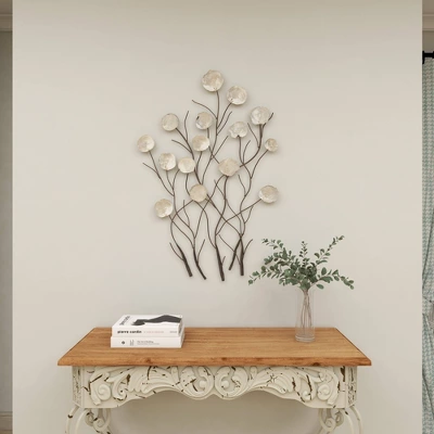 Metal Floral Wall Decor With Capiz Accents White - Olivia & May - Image 8