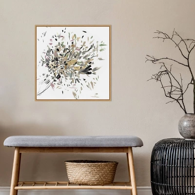 22" X 22" Dabbing Bouquet By Asia Jensen Framed Canvas Wall Art Light Brown - Amanti Art - Image 7