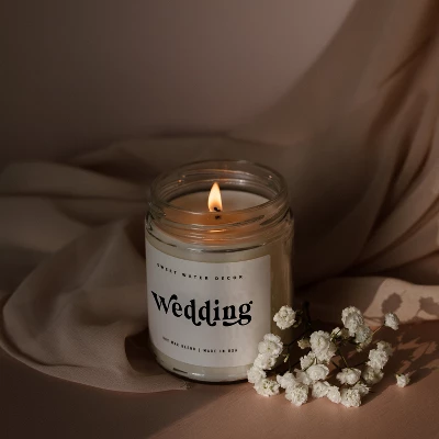 Sweet Water Decor Wedding Ecru Label 9oz Clear Jar Soy Candle - Image 2
