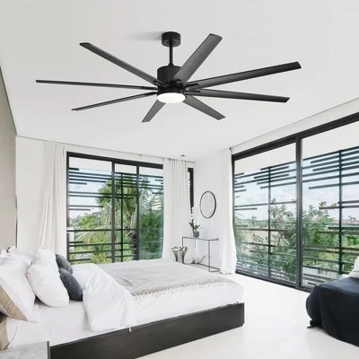 Smart Ceiling Fan With Lights And Remote APP Control Alexa Indoor Outdoor Low Profile Black Ceiling Fan With 3 Downrod For Living Room Farmhouse Patio - Image 7