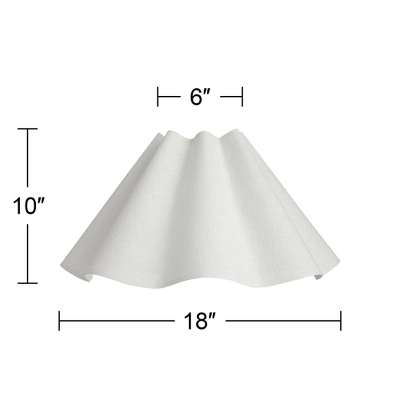 Springcrest 6" Top X 18" Bottom X 10" High X 10" Slant Lamp Shade Replacement Large White Wave Empire Modern Linen Fabric Spider Harp Finial - Image 6