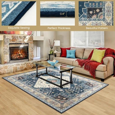 Costway Area Rugs 5'4'' X 6'7''5'4'' X 7'7'' Faux Wool Fabric Doormat Home Carpet Living Room Bedroom - Image 8