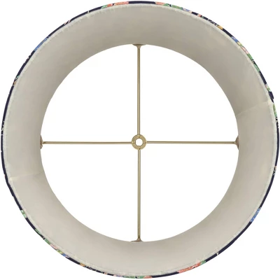 Springcrest Sally 13" Top X 15" Bottom X 12" High X 12" Slant Print Lamp Shade Replacement Medium Navy Blue Pleated Rose Floral Spider Harp Finial - Image 4