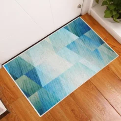 Sussexhome Sea Collection Cotton Heavy Duty Low Pile Area Rug , 2' X 3', Sea Blue