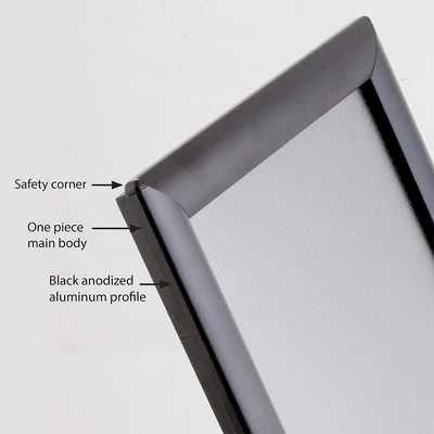 M&T Displays Opti Frame 8.5 X 11 In Wall Mount Front Loading Display Frame W/ Rounded Mitered Corners For Advertisements And Graphics, Black, 5 Count - Image 4