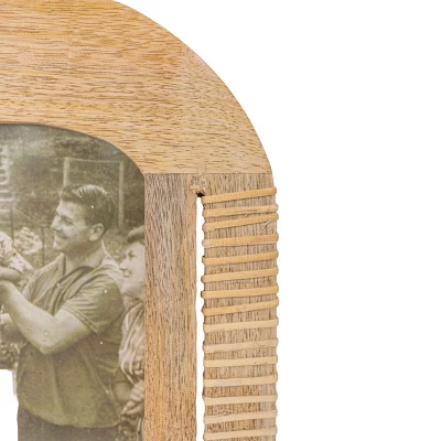 4x6 Inch Arched Picture Frame Mango Wood, MDF, Rattan, Metal & Glass By Foreside Home & Garden - Image 2